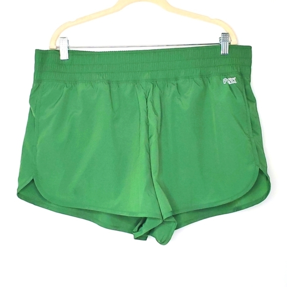 Victoria's Secret Pink 3" Active Shorts Size XXL Green Workout Sporty Pull-on - Picture 2 of 12